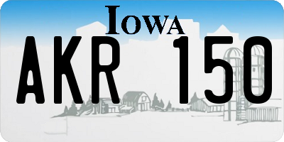 IA license plate AKR150