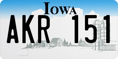 IA license plate AKR151