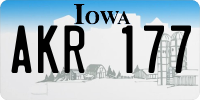 IA license plate AKR177