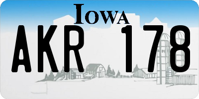 IA license plate AKR178