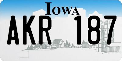 IA license plate AKR187