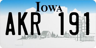 IA license plate AKR191