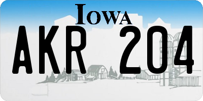 IA license plate AKR204