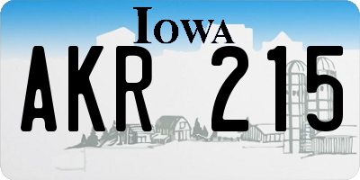 IA license plate AKR215
