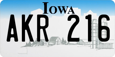 IA license plate AKR216