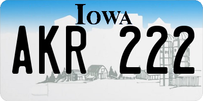 IA license plate AKR222