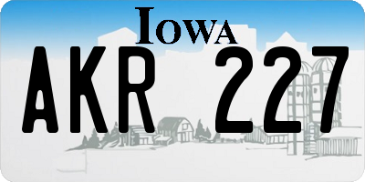 IA license plate AKR227