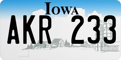 IA license plate AKR233