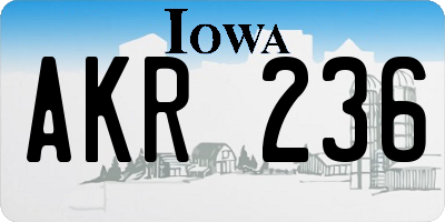 IA license plate AKR236