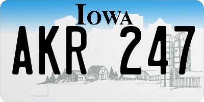 IA license plate AKR247