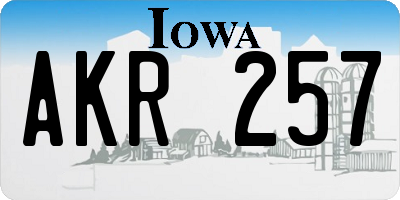 IA license plate AKR257