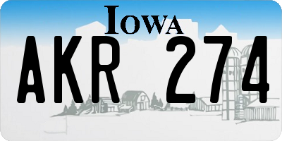 IA license plate AKR274