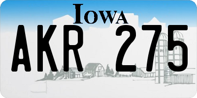 IA license plate AKR275