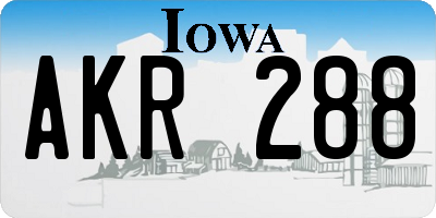 IA license plate AKR288