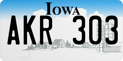 IA license plate AKR303