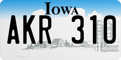 IA license plate AKR310