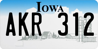 IA license plate AKR312