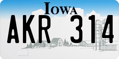 IA license plate AKR314