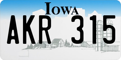 IA license plate AKR315