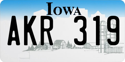 IA license plate AKR319