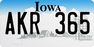 IA license plate AKR365