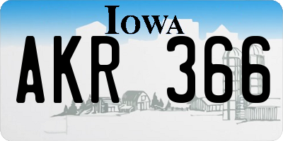 IA license plate AKR366