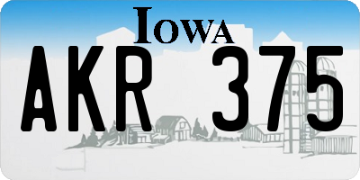 IA license plate AKR375
