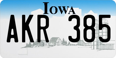 IA license plate AKR385