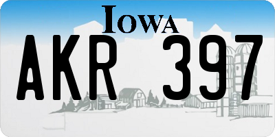 IA license plate AKR397