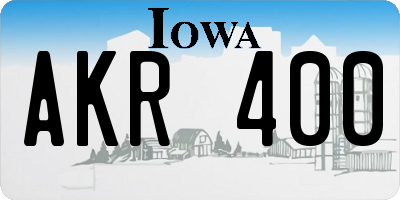 IA license plate AKR400