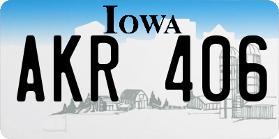 IA license plate AKR406