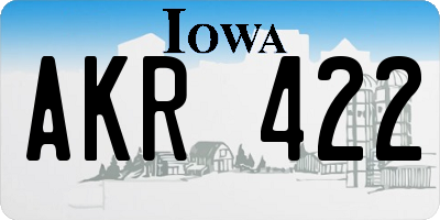 IA license plate AKR422