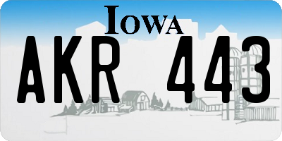 IA license plate AKR443