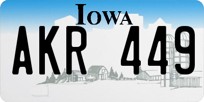 IA license plate AKR449