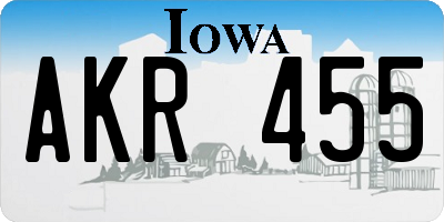 IA license plate AKR455