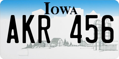 IA license plate AKR456