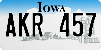 IA license plate AKR457