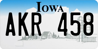 IA license plate AKR458