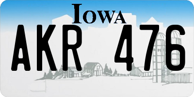 IA license plate AKR476