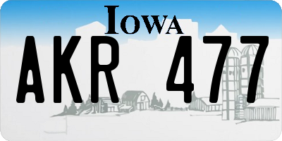 IA license plate AKR477