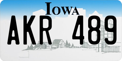 IA license plate AKR489