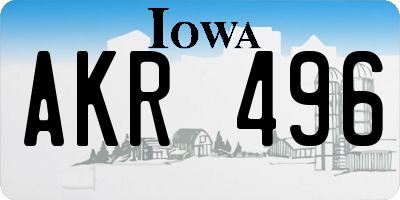 IA license plate AKR496