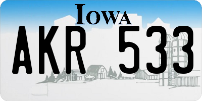 IA license plate AKR533