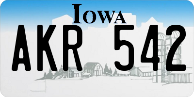 IA license plate AKR542