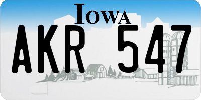 IA license plate AKR547
