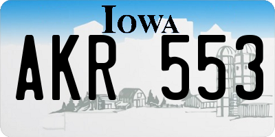 IA license plate AKR553
