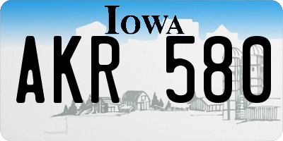 IA license plate AKR580