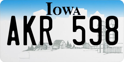 IA license plate AKR598