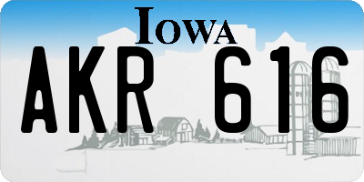 IA license plate AKR616