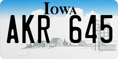 IA license plate AKR645